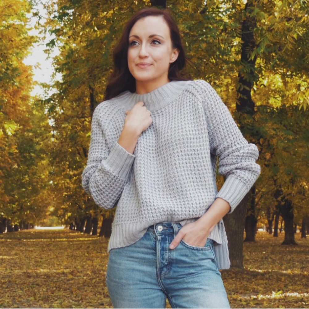 🌻 Gray Cozy Chunky Waffle patterned Sweater